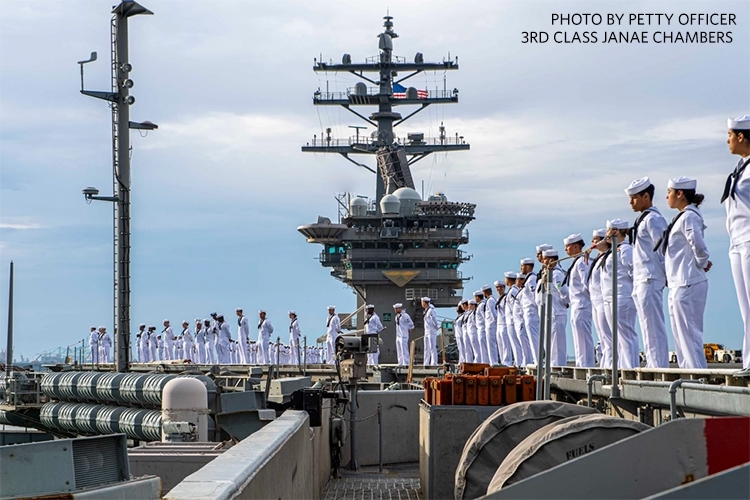 Service members on a U.S. Navy ship
