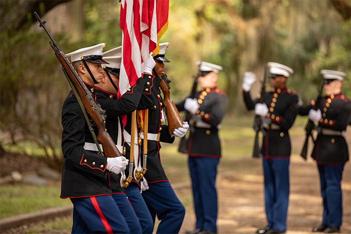 U.S. Marines conducting a ceremony