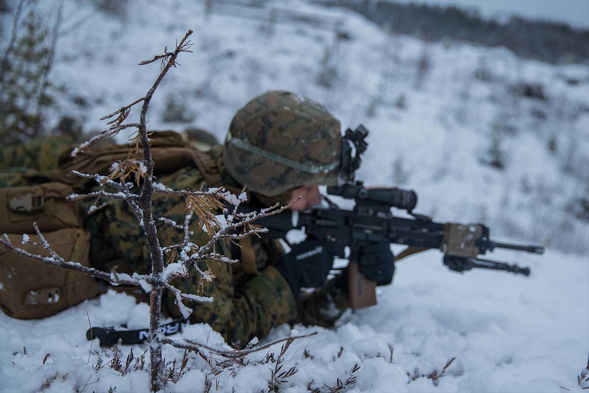 Service member in harsh winter conditions