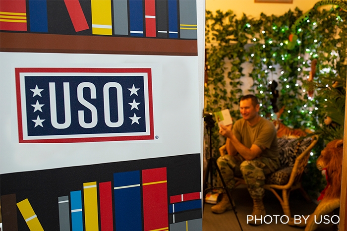 Service member participating in the USO Reading Program